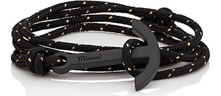 GOLD Modern Noir Anchor On Rope Wrap Bracelet