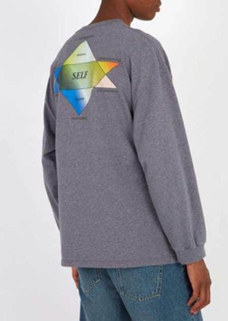 Self diagram-print cotton sweatshirt