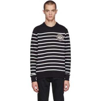 Black & White Striped Zip Sweatshirt
