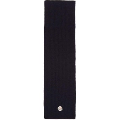 Moncler/Navy Wool Ribbed Scarf