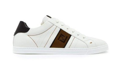 Logo-embroidered low-top leather trainers