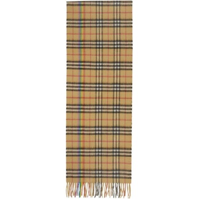Burberry/Yellow Cashmere Rainbow Check Scarf