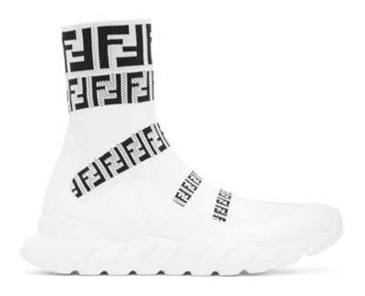 White 'Forever Fendi' Knit High-Top Sneakers