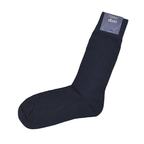 80-45-4011 plain rib sock cotton nylon BLUE NAVY