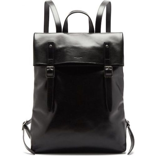 Foldover leather backpack