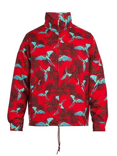 Bird-print wool jacket