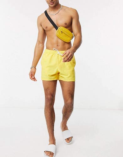 DESIGN swim shorts in yellow short length