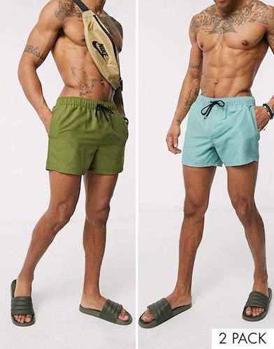 2pack swim shorts in green tones short length save