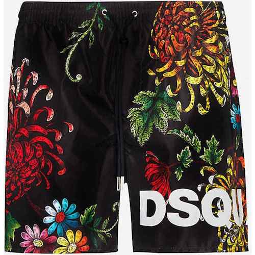 flower- print swim shorts