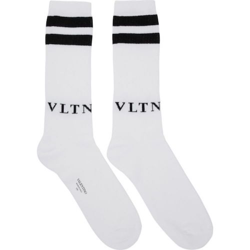 Valentino/White & Black Garavani 'VLTN' Socks