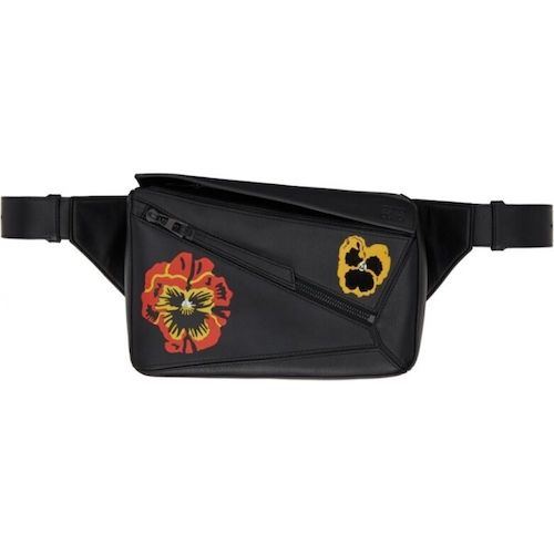 Black Pansies Small Puzzle Belt Bag