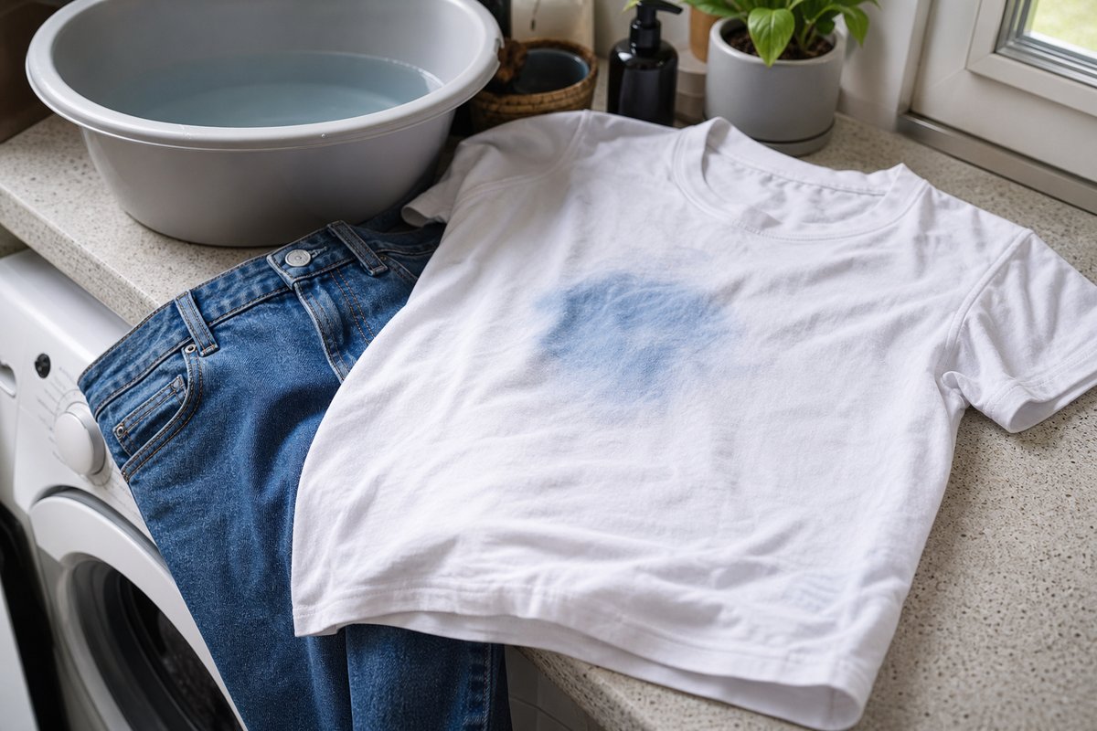 ジーンズの色移りした白Tシャツ