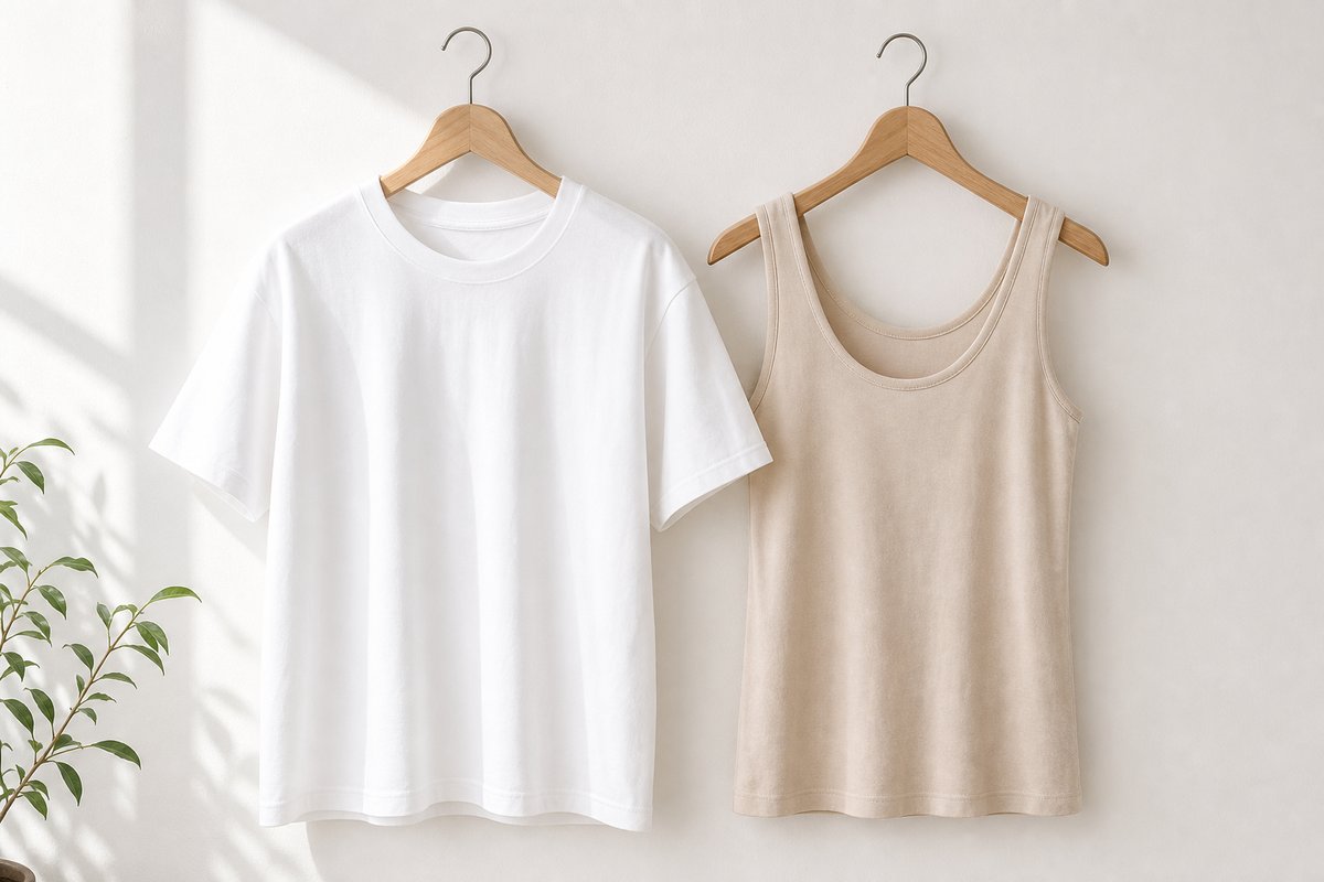 白Tシャツとベージュインナーの比較