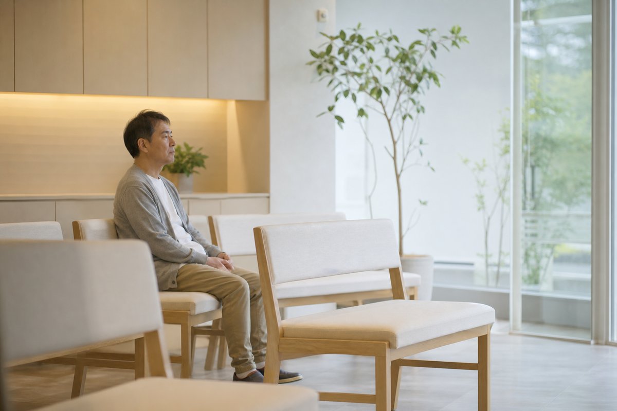 落ち着いた雰囲気の皮膚科の待合室のイメージ